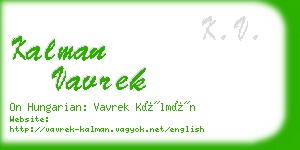 kalman vavrek business card